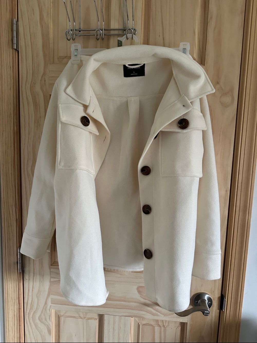 Women’s X-Large New Look Cream Utility Shacket with Contrast Buttons